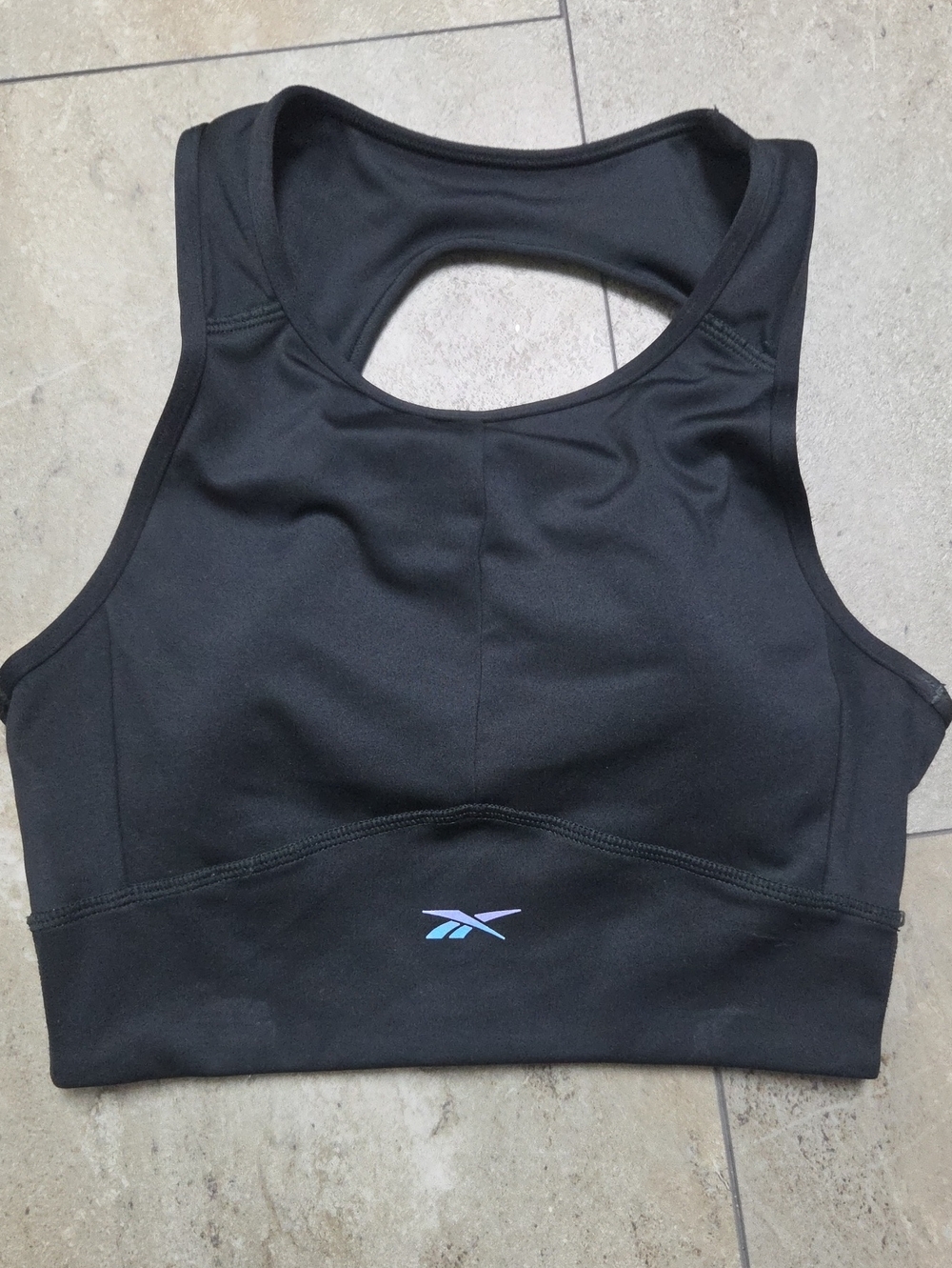 - Reebok Black Racerback High-Neck Sports Bra